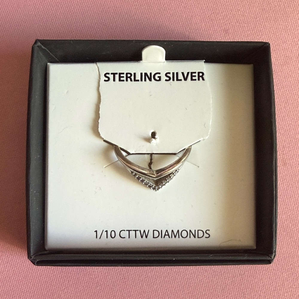 Sterling Silver Diamond Ring 1/10 CW size 10
